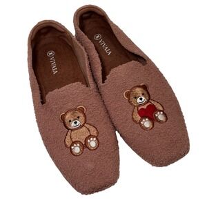 VIVAIA Samantha Terry Knit Loafers Nutmeg Teddy Bear Flats Women's 40/9.5